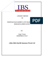 Project Report on Portfolio Management, Live Trading, Equity Research & Derivatives at Aditya Birla Sun Life Insurance