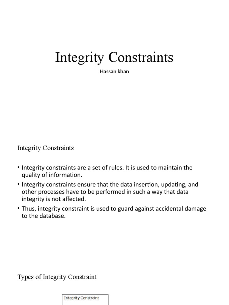 Types of Integrity Constraints in DBMS | PDF