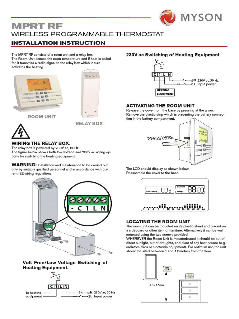MPRT RF: Wireless Programmable Thermostat | PDF | Radio | Thermostat