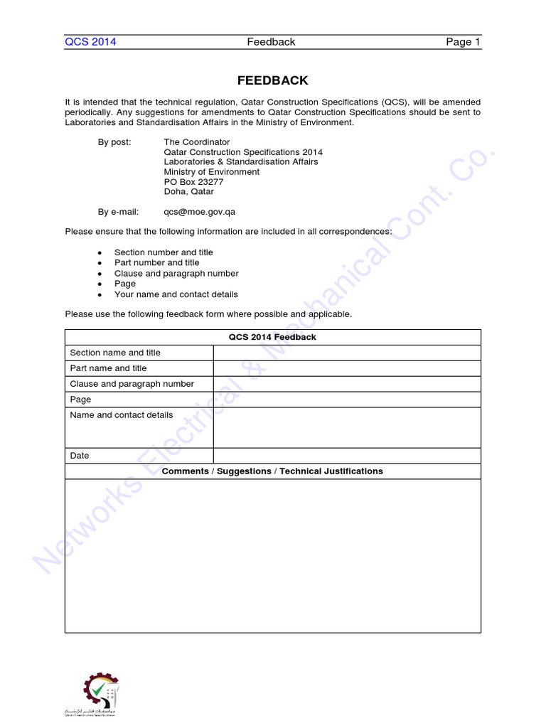 Networks Electrical & Mechanical Cont. Co.: Feedback | PDF