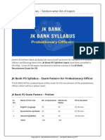 JKBANK PO Syllabus Section-Wise List of Topics