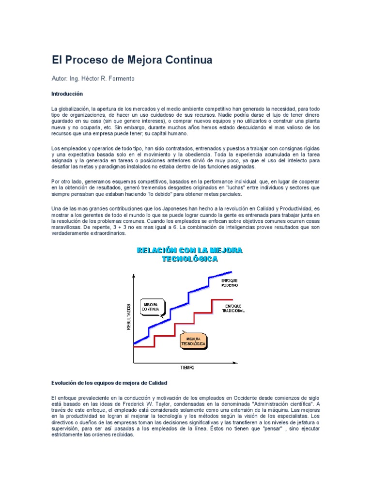Proceso de Mejora Continua en Empresas | PDF | Calidad (comercial ...
