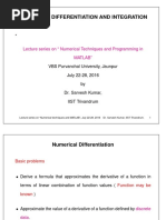 Numerical Differentiation and Integration: Lecture Series On " Numerical Techniques and Programming in Matlab"