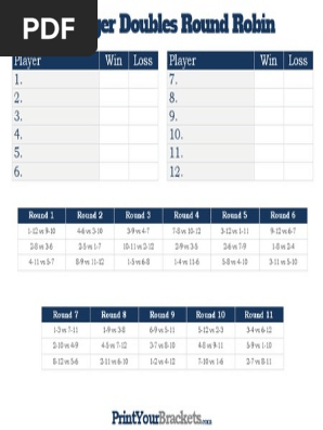 5-player Rotating Round Robin Scoring PDF Fillable, 40% OFF