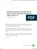 Ministro interino da Saúde vai na terça-feira à comissão da Câmara sobre Covid-19