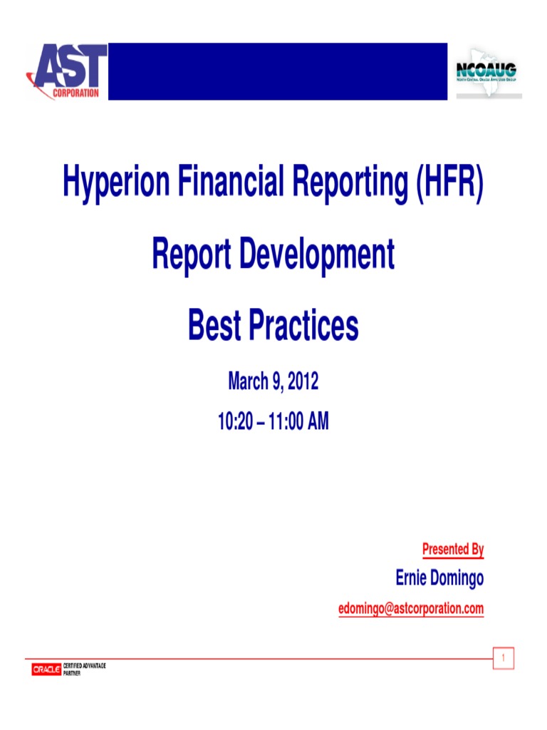 Best Practices For Hyperion Financial Reporting (HFR) Report