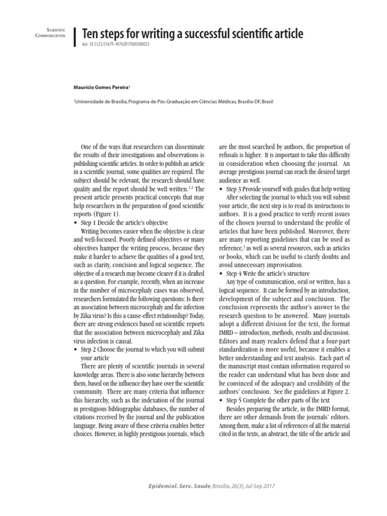 Ten Steps For Writing A Successful Scientific Article Maurício Gomes