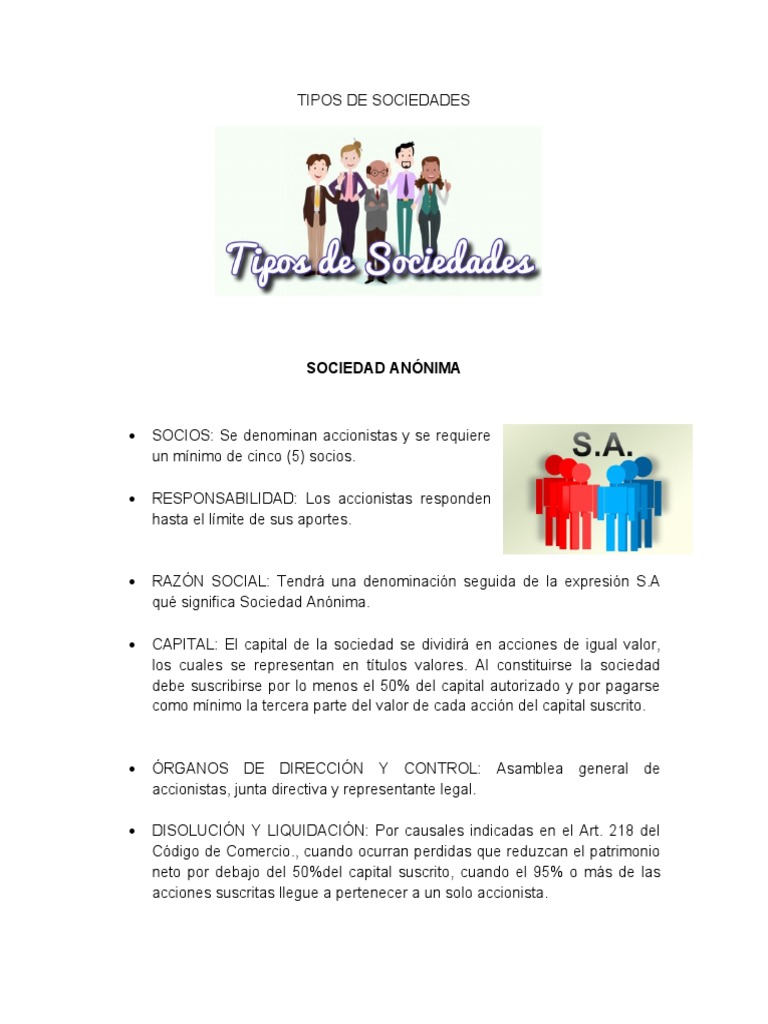 Tipos de Sociedades Comerciales | PDF | Empresas | Economias