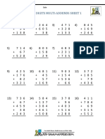 Column Addition 3 Digits Multi-Addends Sheet 1: Name Date