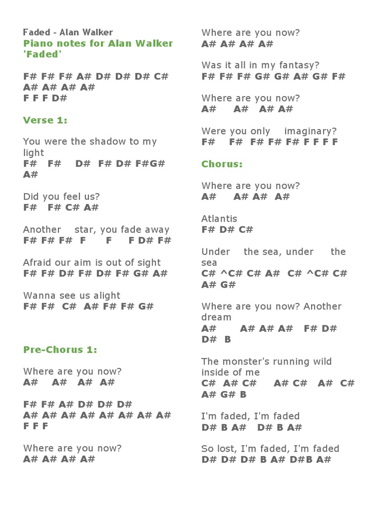 Faded Pdf Song Structure Songs