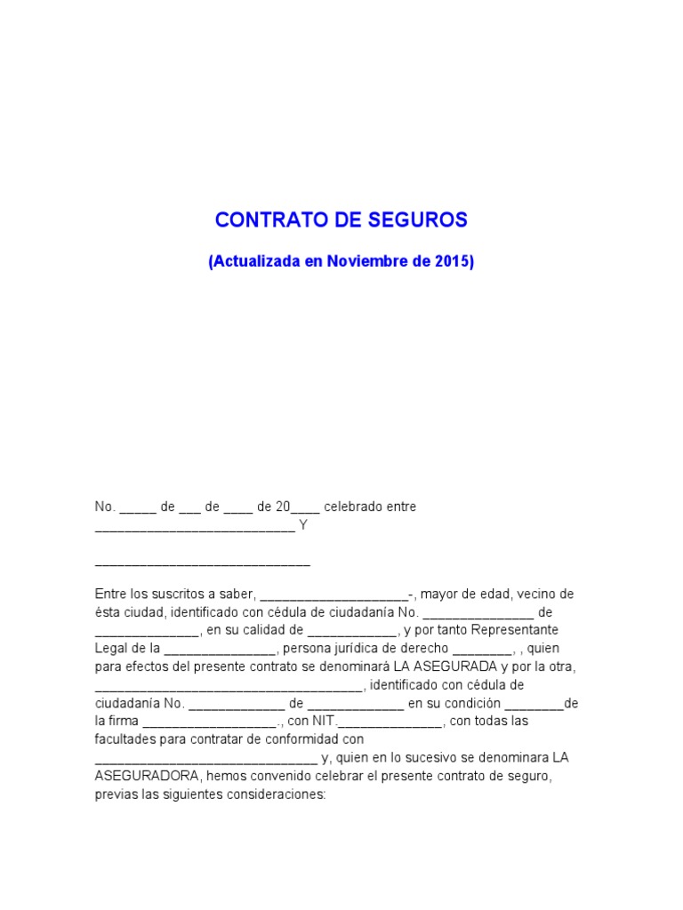 Modelo de Contrato de Seguro | PDF | Póliza de seguros | Gobierno
