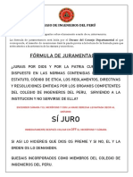 FORMULA DE JURAMENTACIÓN - Colegiados