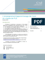 Focus Enseignement Apprentissage Oral Classe Fle PDF