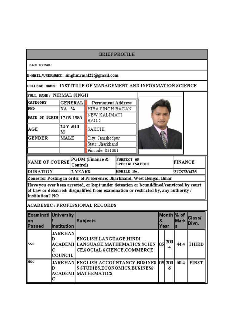 Nirmal Singh's Brief Profile | PDF | Economies | Business