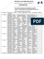 Horaire spécial des cours-COVID19 Humanités - VII