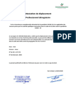 Attestation de Déplacement Professionnel Dérogatoire