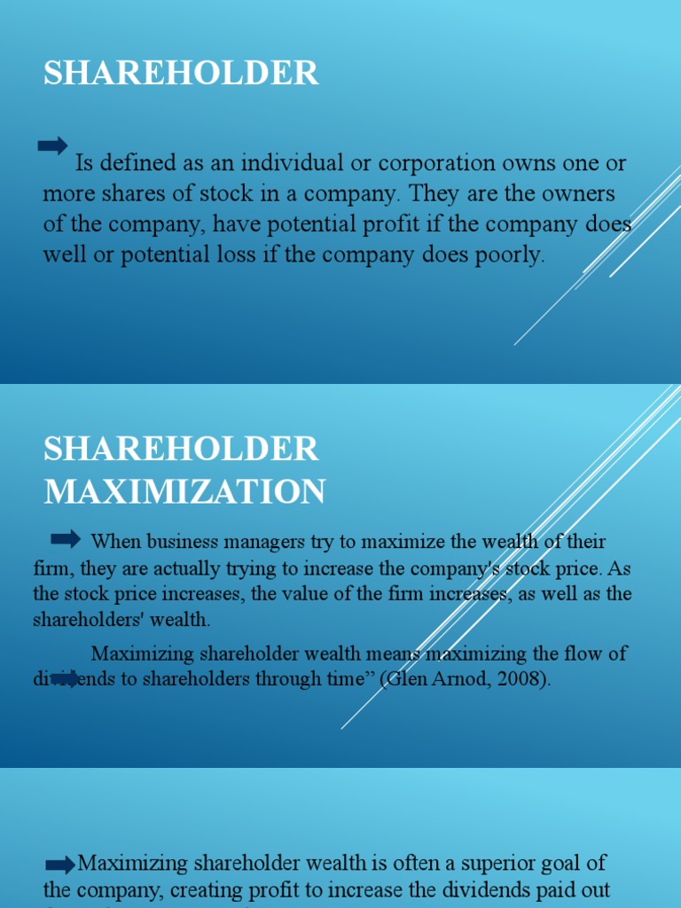 Shareholder Maximization PDF Discounting Profit (Economics)