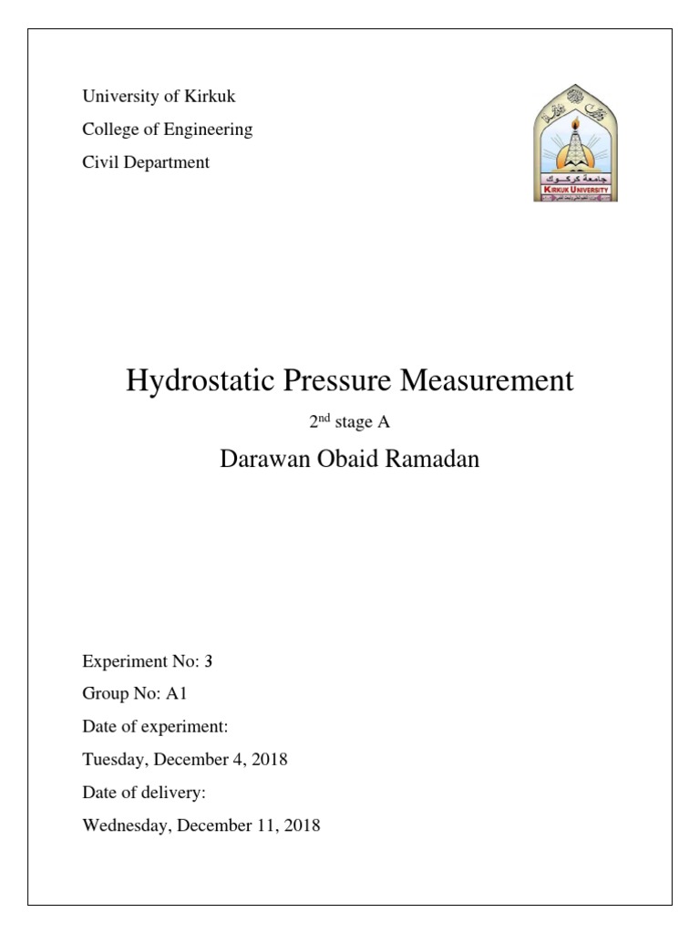 Hydrostatic Pressure Measurement | PDF | Weight | Pressure