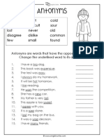 Antonyms Worksheet 1