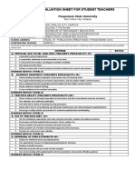 EVALUATION SHEET FOR STUDENT TEACHERS and PT SUMMARY RATING FORM