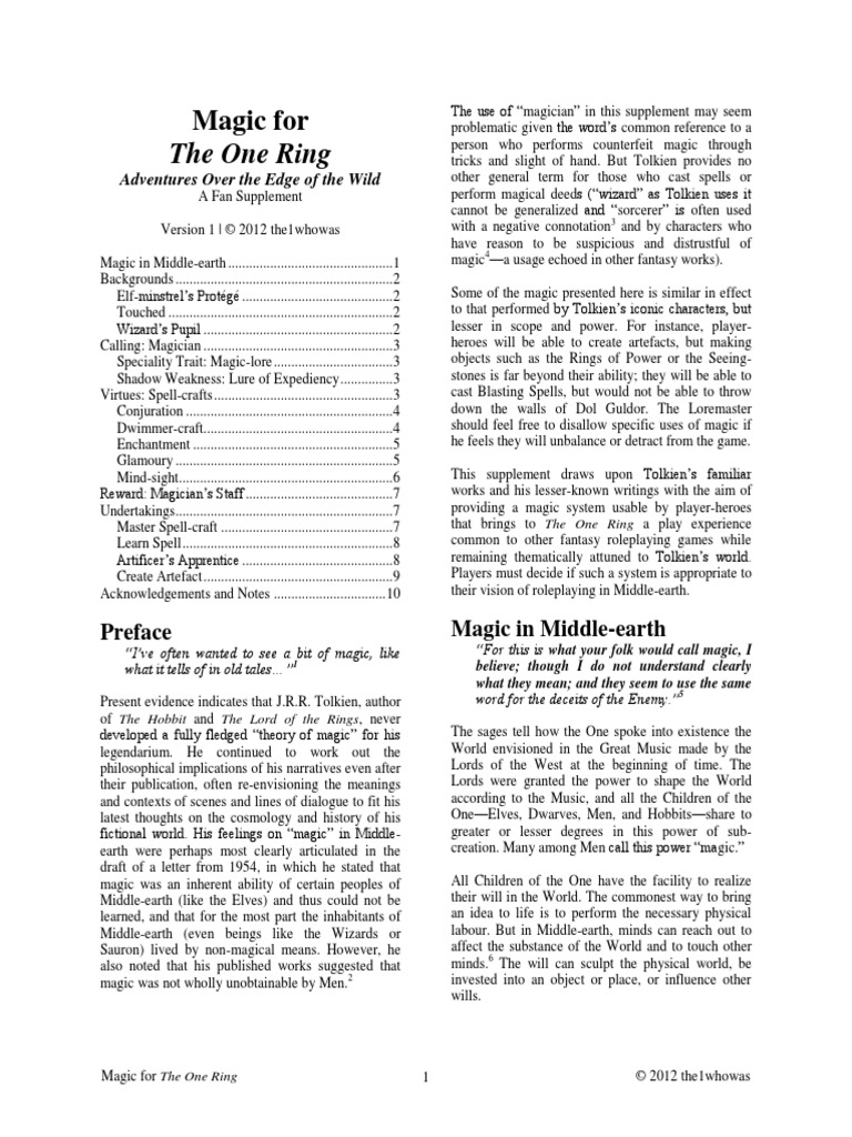Magic For The One Ring (Ingles) | PDF | Middle Earth | Magician (Fantasy)