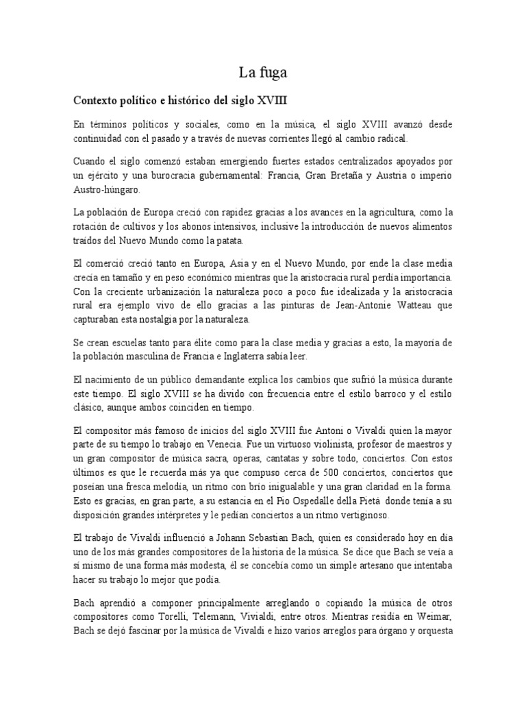 Historia y Estructura de la Fuga Musical | PDF | Johann Sebastian Bach ...