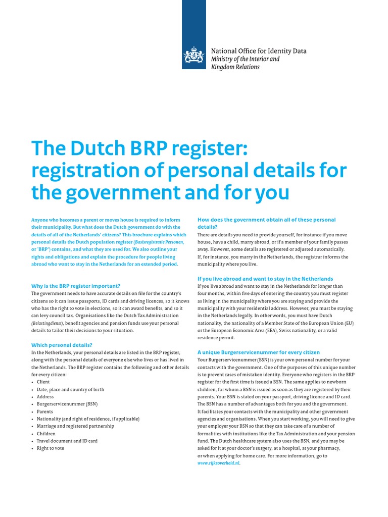 Understanding BRP Registration in NL | PDF | Identity Document ...