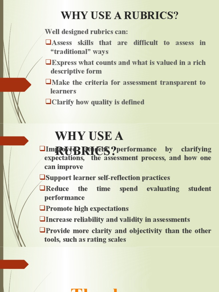 Why Use A Rubrics | PDF