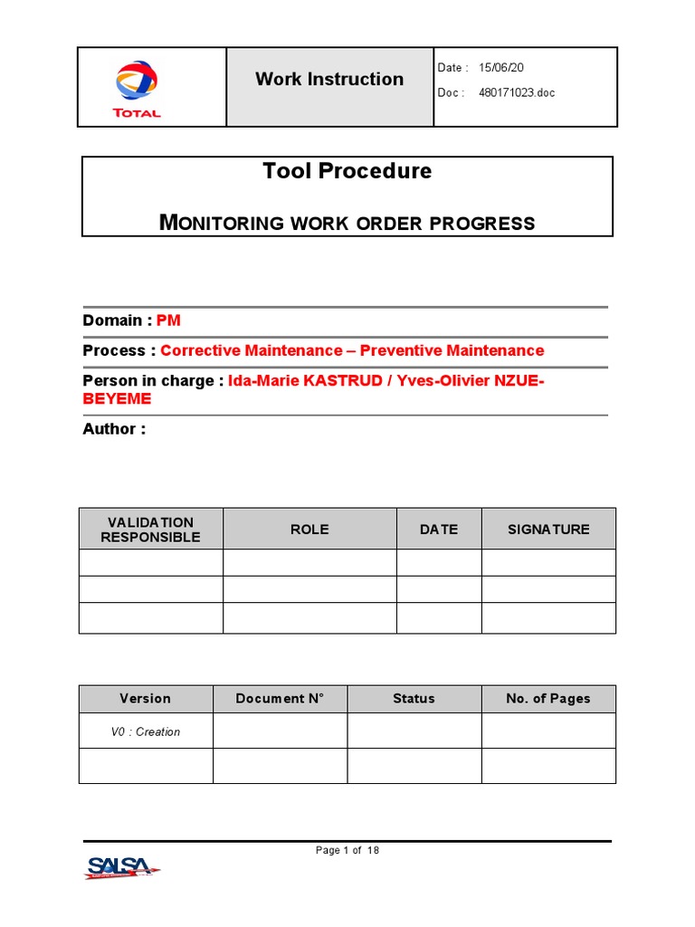 03-01-04 - SALSA - TRAIN - IW32 - Monitoring Work Order Progress | PDF ...