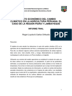 Costo económico del cambio climático en la agricultura de Piura y Lambayeque