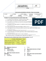 Colegio Colombo Ingles Amor, Ciencia Y Virtud English Diagnostic Test 5Th