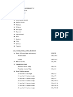 G. Raw Material Requirements 1. Raw Materials