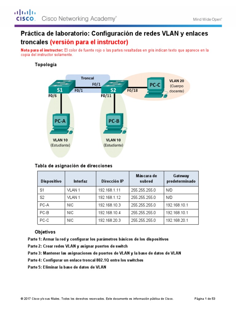 6.2.2.5 Lab - Configuring VLANs and Trunking - ILM - T | PDF ...