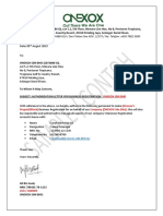 Authorization Letter With Company Letter Head (SAMPLE)