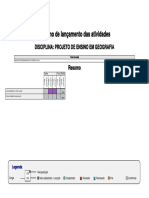 Resumo de Lançamento Das Atividades: Disciplina: Projeto de Ensino em Geografia