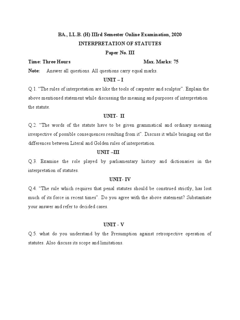 Interpretation of Statutes PDF