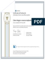 CertificadoDeFinalizacion - Como Integrar A Nuevos Empleados A La Empresa PDF