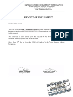 Certificate of Employment: Pradera Verde Villas, Wakepark, and Waterpark