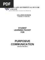 Sample Learning Packet Purposive Communication