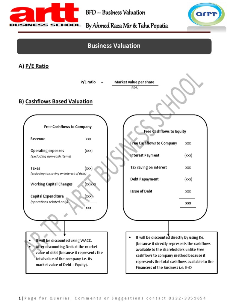 BFD Business Valuation Methods | PDF | Valuation (Finance) | Business ...