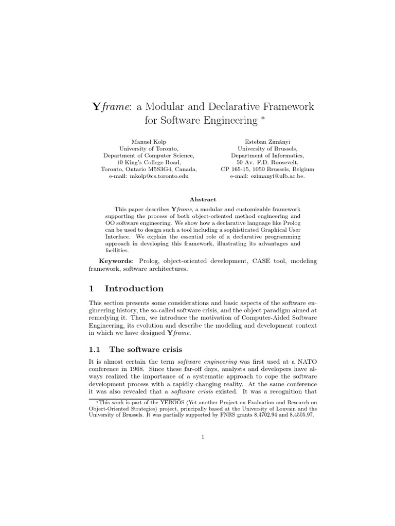 Yframe: A Modular Framework for OO Development | PDF | Conceptual Model ...