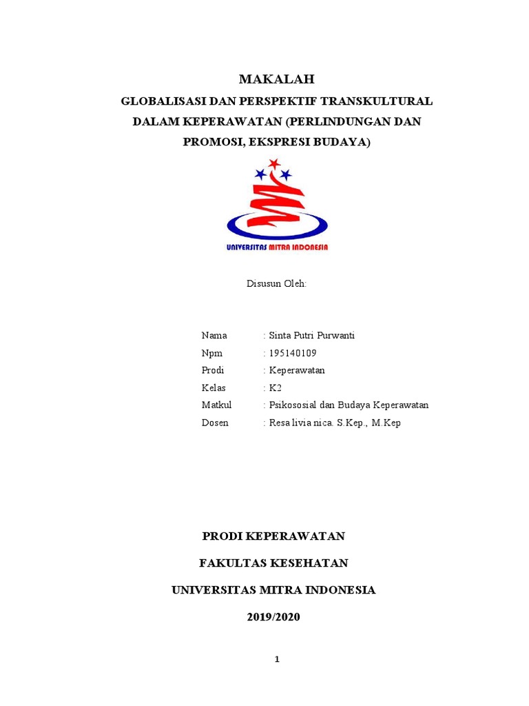 Makalah Globalisasi Dan Perspektif Transkultural Dalam Keperawatan Perlindungan Dan Promosi Ekspresi Budaya