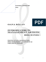Introducere in Management Artistic - Modul de Studiu 1 PDF