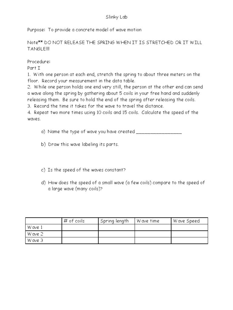 Slinky Lab PDF Waves Frequency