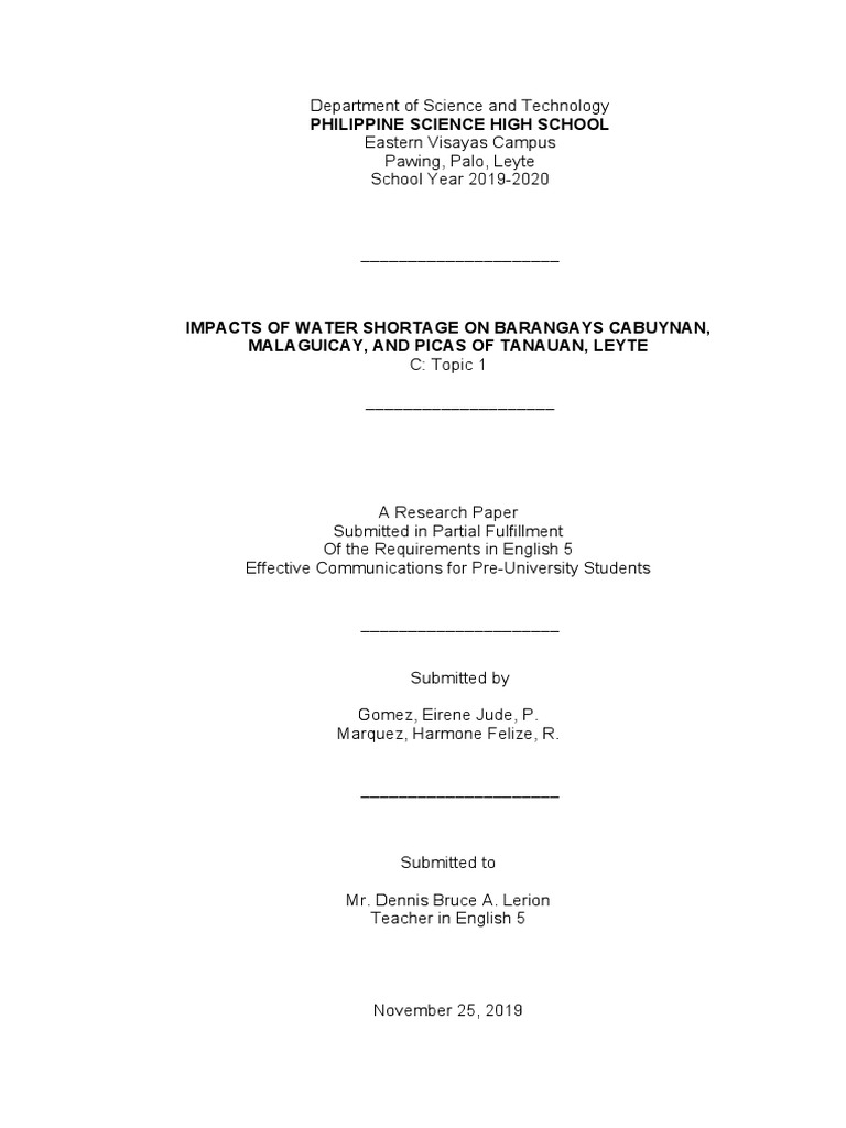 Assessing the Socioeconomic Impacts of Water Shortage in Three Rural ...