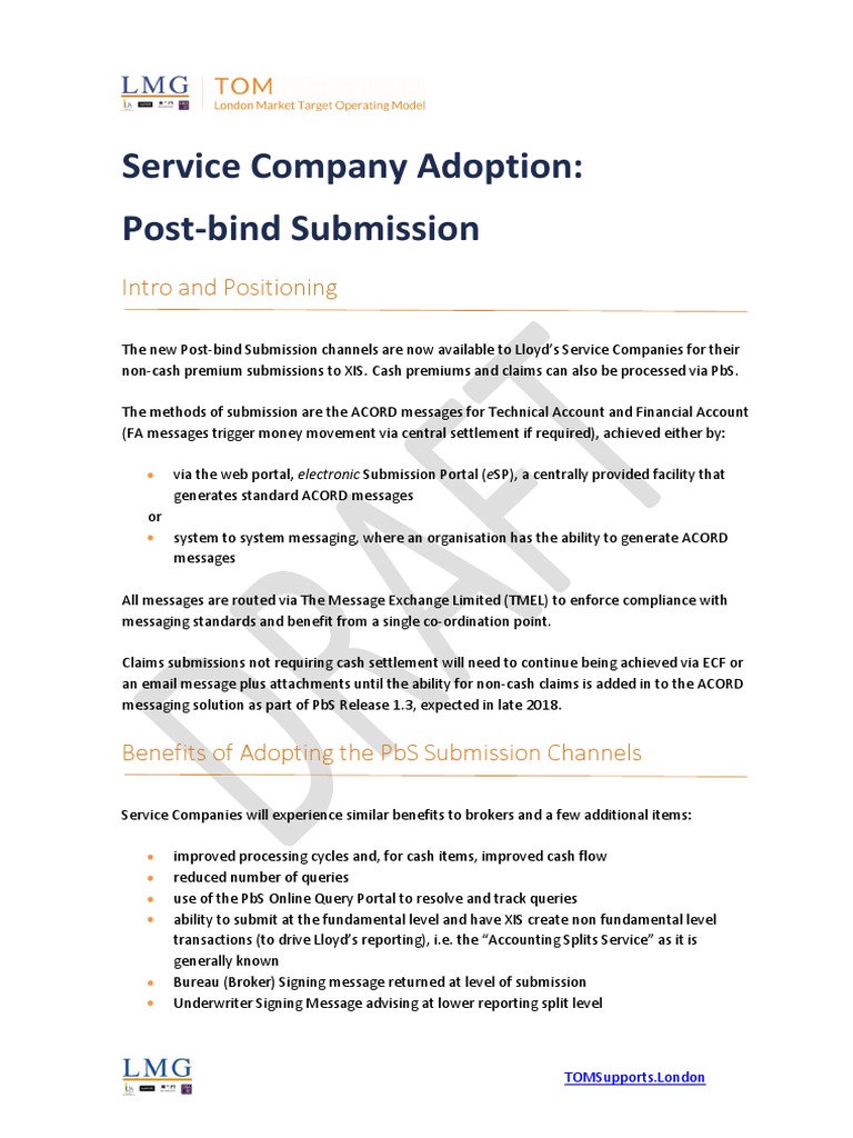 Post-bind Submission Channels for Service Companies | PDF | Application ...