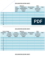 Declamation and Speech Choir Score Sheet