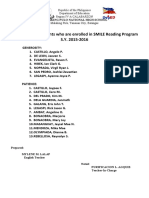 List of Grade 7 Students Who Are Enrolled in SMILE Reading Program S.Y. 2015-2016