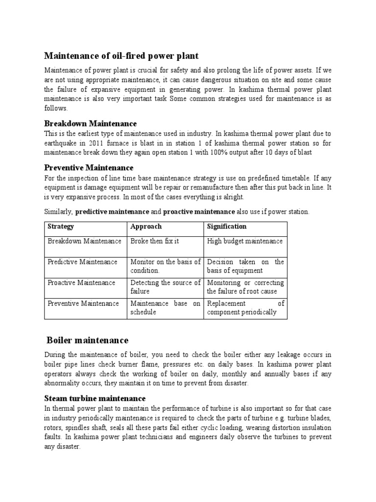 Oil-Fired Power Plant Maintenance Guide | PDF | Boiler | Power Station